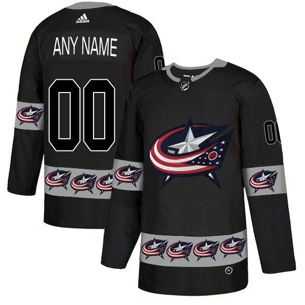 Men Columbus Blue Jackets #00 Any name Black Custom Adidas Fashion NHL Jersey